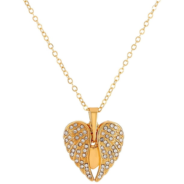 KAKOWELY Collar con colgante de ala de ángel para mujer, collar con corazón, cadena delicada para clavícula y cuello para niña.