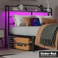 thumbnail image 5 of NISIEN Full Size Bed Frame with LED Storage Headboard & Charging Station, Metal Platform Bed, Black, 5 of 12