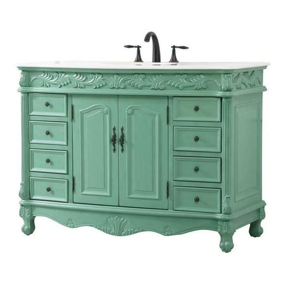 Elegant Decor Clarion 48" Solid Wood and MDF Single Bathroom Vanity in Mint