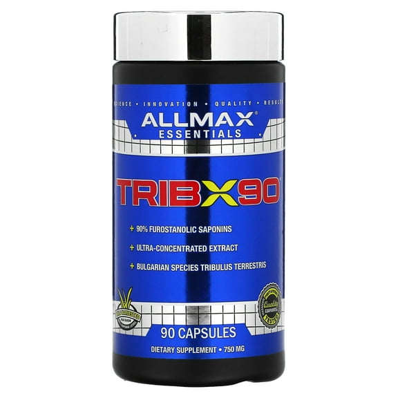 AllMax TribX90 Pure Tribulus Terrestris 750mg Capsules, 90 Ct