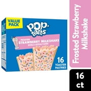 Pop-Tarts Frosted Strawberry Milkshake Instant Breakfast Toaster Pastries, Shelf-Stable, Ready-to-Eat, Breakfast Foods, 27 oz, 16 Count Box