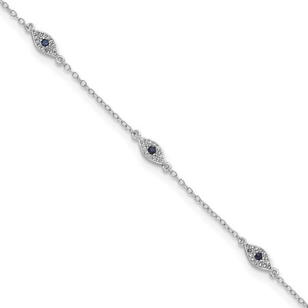 Auriga Fine Jewelry 925 Sterling Silver Blue and White Zirconia Eyes Bracelet 7.5inch for Women