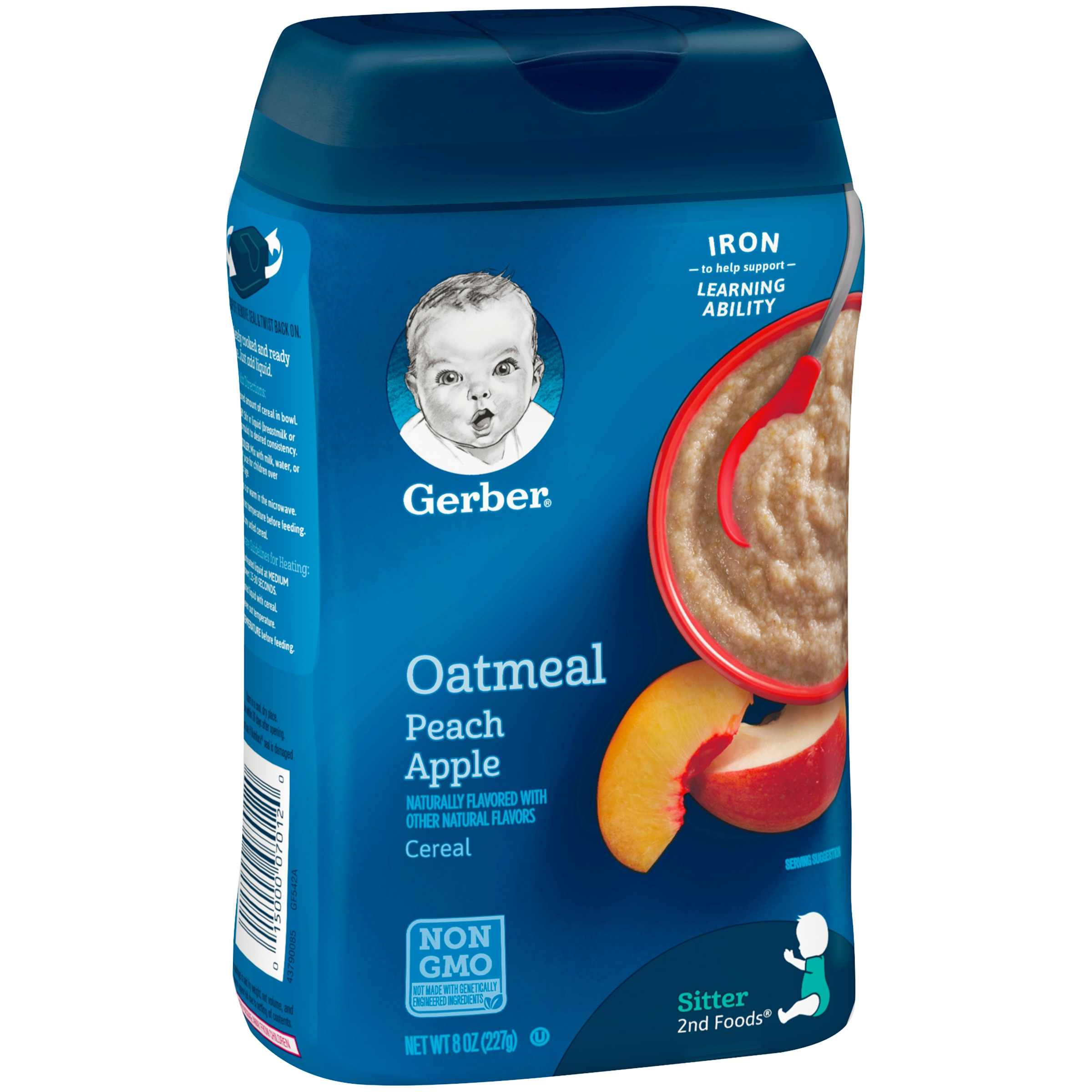 GERBER Oatmeal and Peach Apple Baby Cereal 8 oz - image 5 of 8