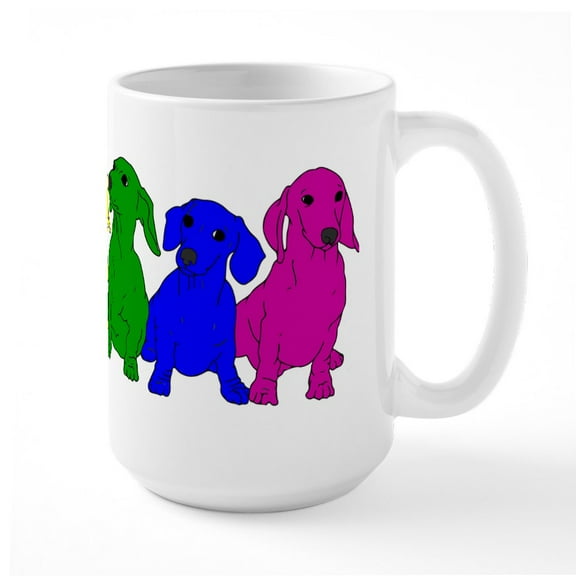 CafePress - Rainbow Dachshunds - 15 oz Ceramic Large White Nolvety Mug