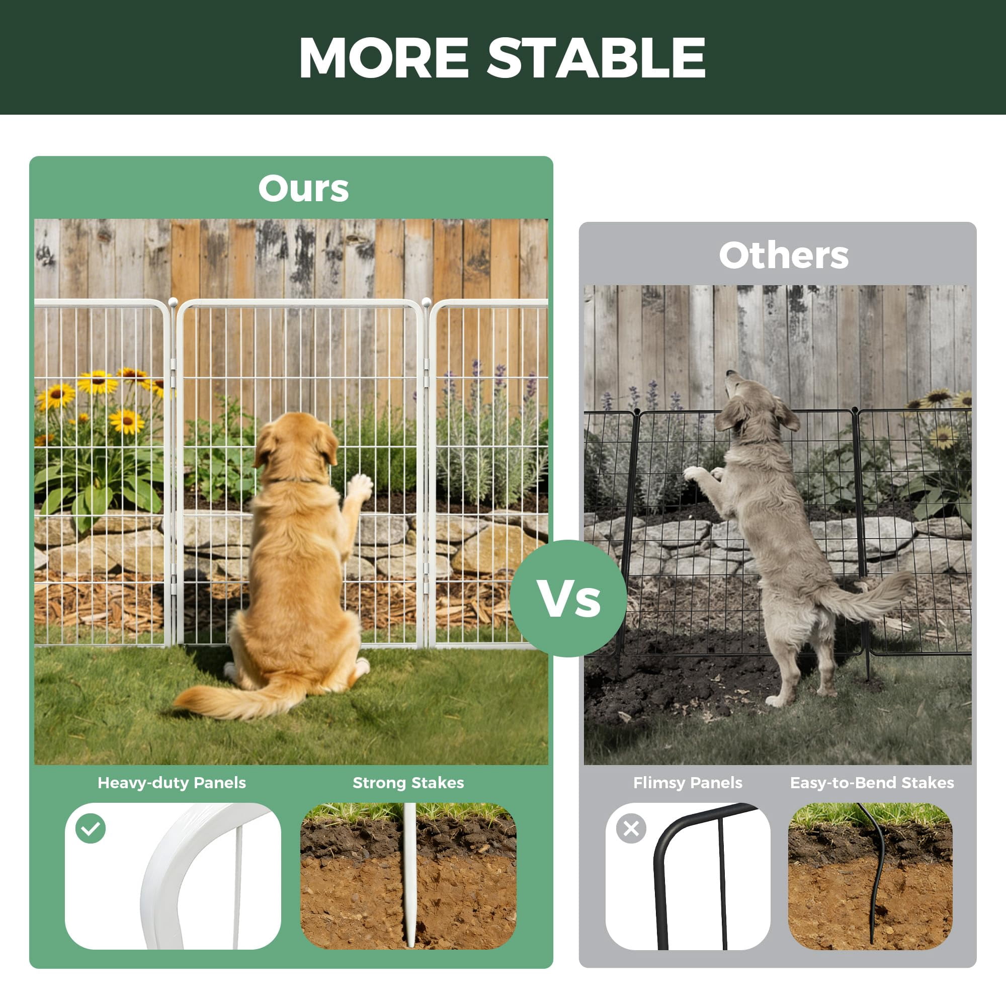 FXW Garden Fence Outdoor for the Yard – 40in(H) x 36.4ft(L) Heavy Duty Metal Animal Barrier for Dog, No Dig Decorative Dog Fence, 16 Panels, White