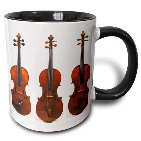 3drose, 3 Ancient Violins, 11oz Two-tone Black Mug