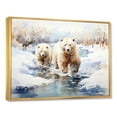 thumbnail image 2 of Designart "Winter Scenery Polar Bears in Snow I" Animals Framed Wall Art - Modern Farmhouse Blue Bear Living Room Framed Canvas Art, 2 of 6