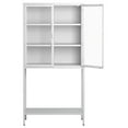 thumbnail image 7 of Royard Oaktree Metal Storage Cabinet with 2 Glass Doors and Open Shelf, 59" Tall Curio Display Cabinet with Adjustable Shelves, Modern Accent Cabinet Bookcase for Home Office Living Room, White, 7 of 7