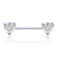 thumbnail image 1 of 1Pcs Surgical Steel Body Piercing Jewelry Nipple Ring Heart Zircon Bar Barbell Shield (White), 1 of 2
