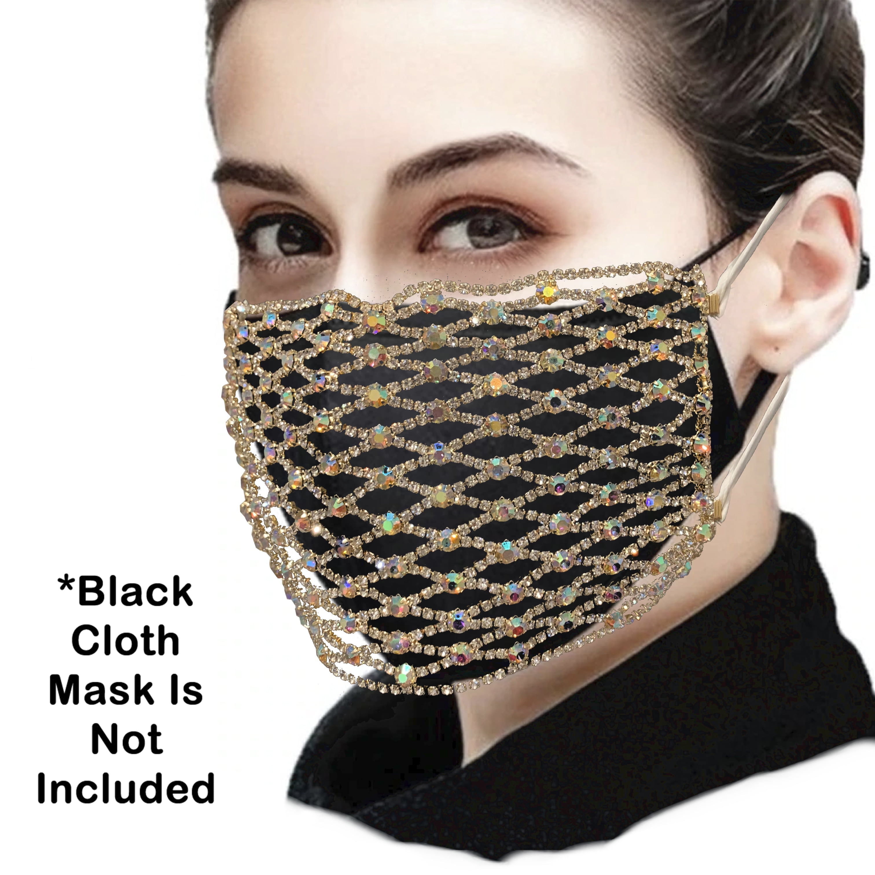 Rhinestone Fashion for Women, Party Bling Decoration Crystal Mask, Sparkle Face Covering with Large White Rhinestone, CLEANBREATH™ - Walmart.com