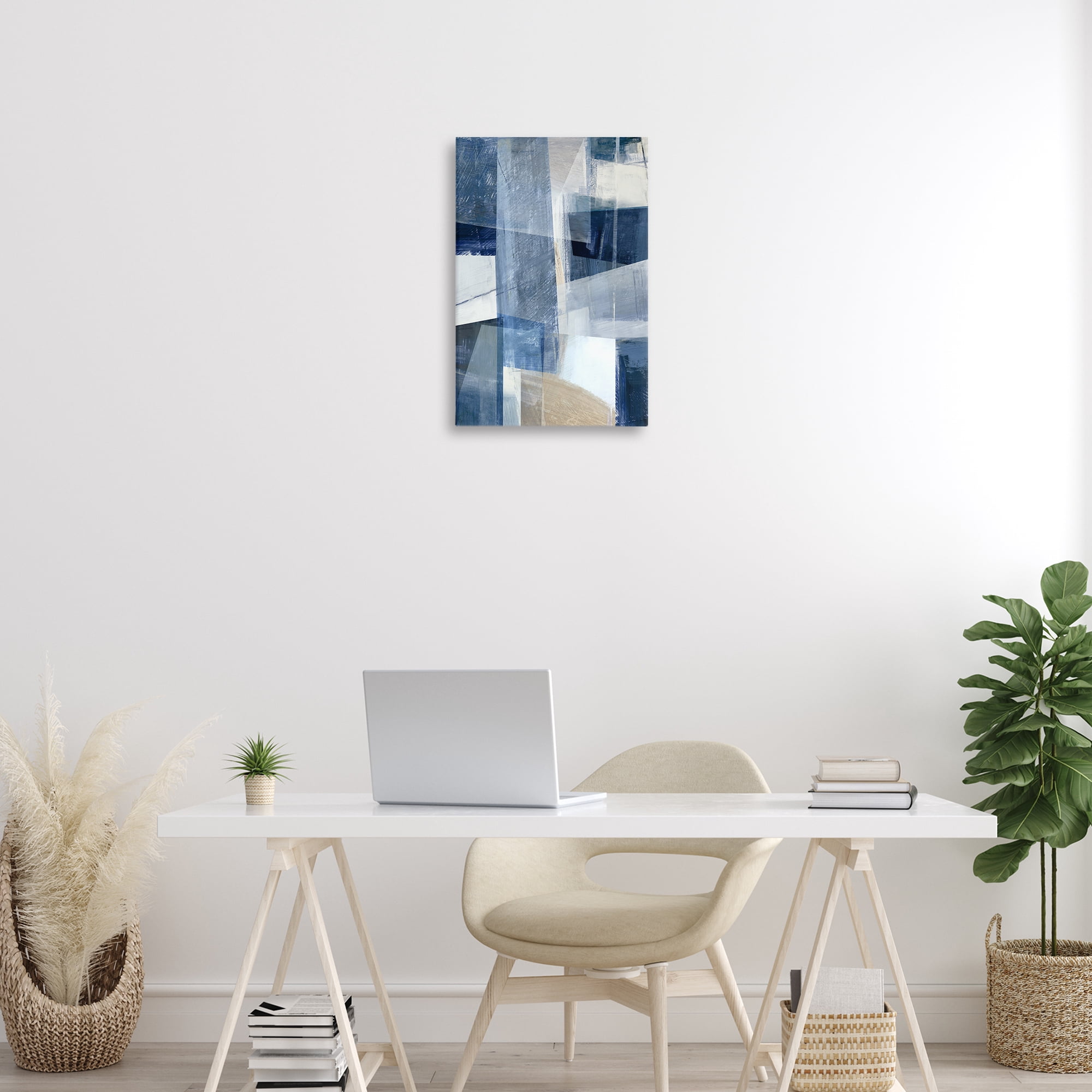 Stupell Industries Oblique Geometric Shapes Abstract Painting Wrapped Canvas Art Print Wall Art, 16 x 24