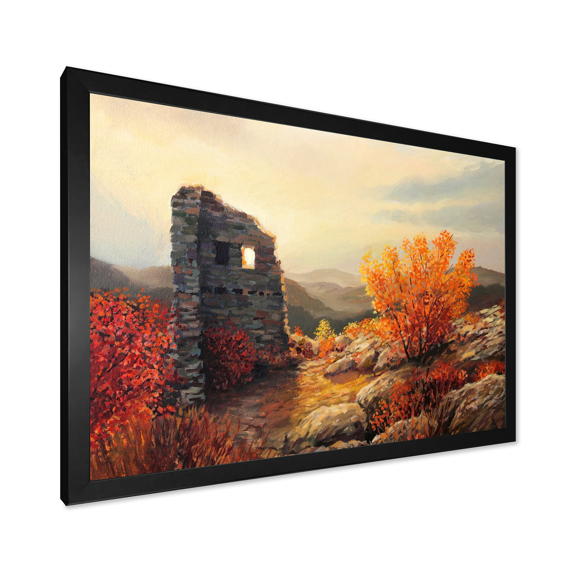 Designart 'Sunset Over Old Fortress Ruins' Farmhouse Framed Art Print