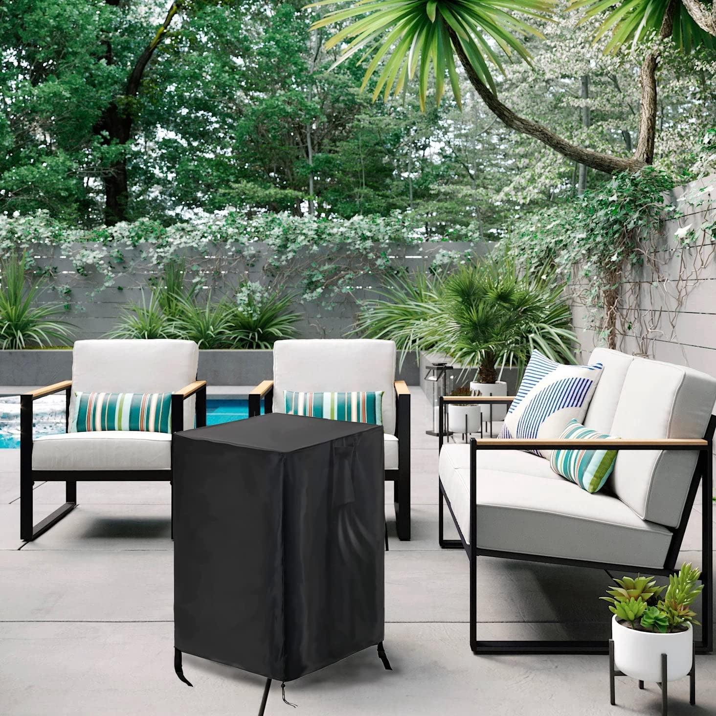 Round Fire Pit Cover 30Dx25H Waterproof Outdoor Gas Firepit Table Cover for BALI OUTDOORS Propane Fire Pit Column