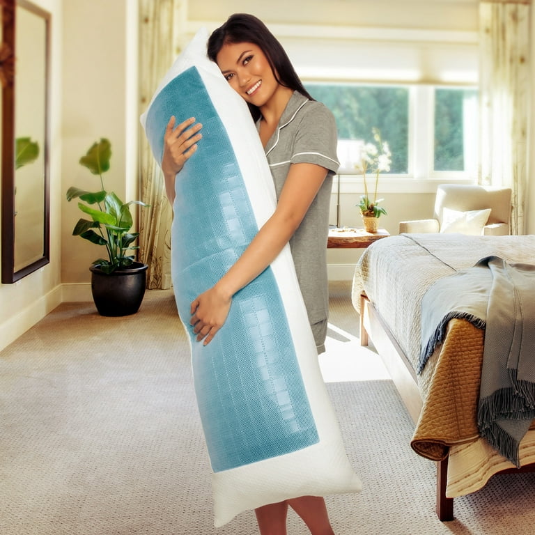 Mindful Design Cooling - Extra Firm Full Shredded Memory Foam Body Pillow  w/Cooling Gel, Support and Comfort for Stomach and Side Sleepers by M