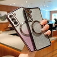 thumbnail image 5 of Samsung Galaxy S21 Magnetic Gardient Glitter Phone Case Compatible with Magsafe, Luruxy Plating Cute Bling Clear Cover for Women Soft Silicone Shockproof Bumper for Galaxy S21 6.2" (Black), 5 of 9