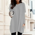 thumbnail image 2 of Womens Tops Blouses Autumn And Winter Comtable Round Neck Long Sleeve Long Pocket Puff Sleeve Print Plus Size Womens Clothing,Grey,L, 2 of 4