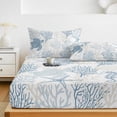 thumbnail image 6 of Queen Size Fitted Sheet Set - Blue Grey Coastal 3 Piece Bedding Sets 16" Deep Pocket Fitted Sheet with 2 Pillowcases, Sea Turtle Nautical Coral Summer Beach Brushed Microfiber Hotel Luxury Bed Sheets, 6 of 9