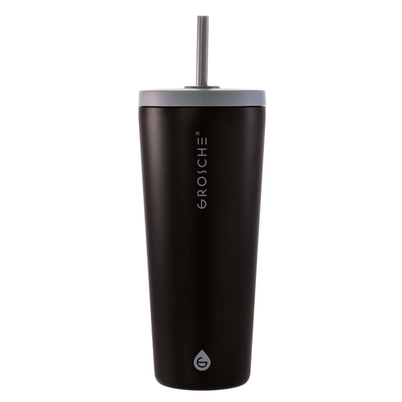 GROSCHE JASPER Insulated Tumbler with Straw - 23oz, Black