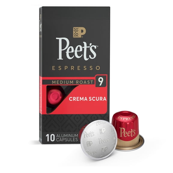 Peet's Coffee Crema Scura Espresso Capsules – 2 oz, Intensity 9 – Bold, Rich Espresso Pods for Nespresso Brewers