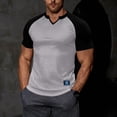 thumbnail image 5 of Muscularfit Gym Tops Men's T-Shirts Muscle Baseball Shirt Baggy Tees Gray Short Sleeve V-Neck Classic T-Shirt Mens Summer Shirts,L, 5 of 9