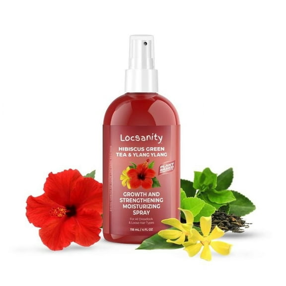 Locsanity Hibiscus Green Tea and Ylang Ylang Hair Spray – Lightweight Hydration & Scalp Refresh for Locs, Twists, Braids & Natural Hair – Trial Size 4 oz