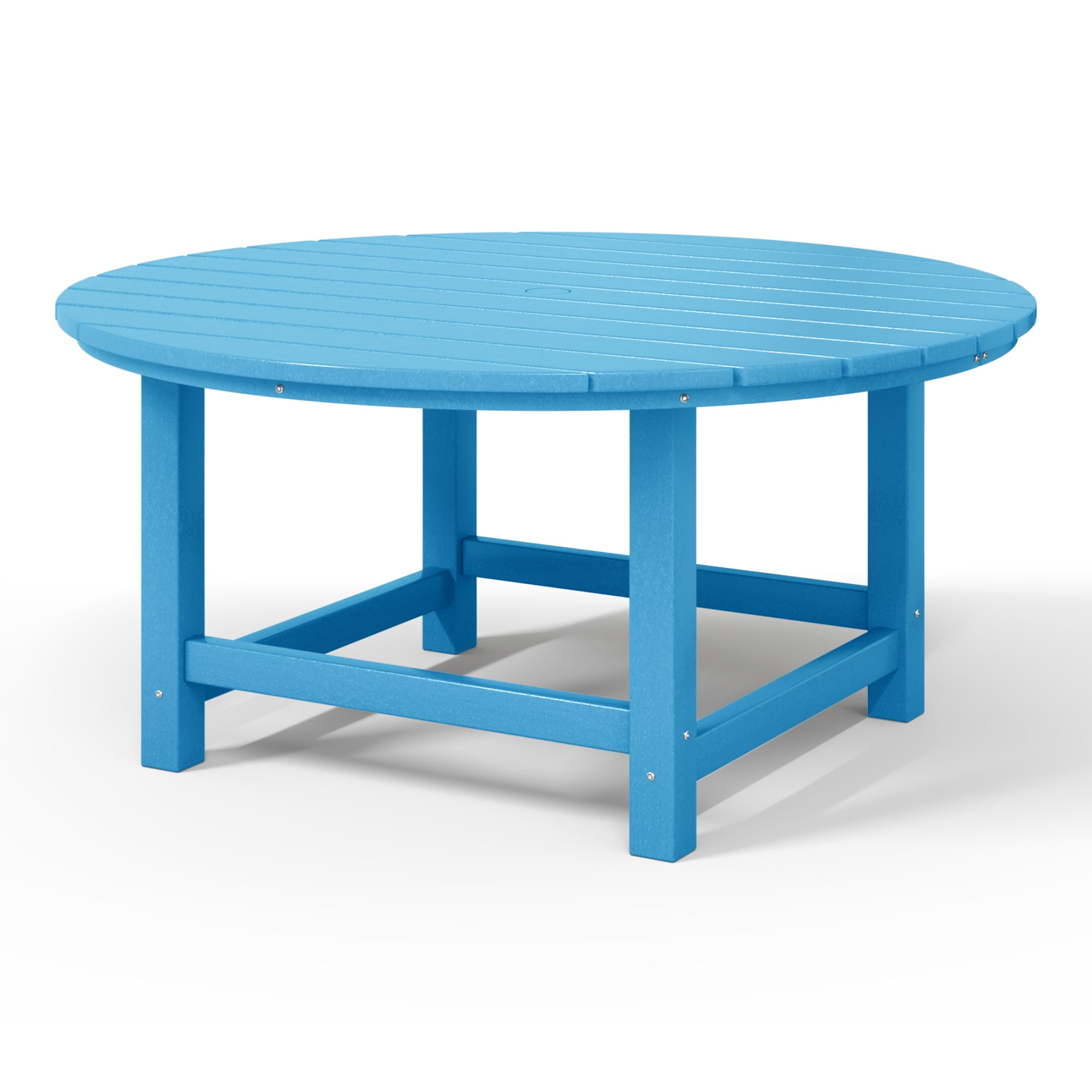 WestinTrends Malibu Low Outdoor HDPE Round Patio Coffee Table, Pacific Blue