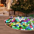 thumbnail image 6 of Daiia Colorful Tie Dye Stained Glass Drawing Merry Christmas Tree Skirt , Xmas Large Lace-up Tree Skirt, Santa Snowflakes Rustic Home Decorations New Year Party Farmhouse Decor-36", 6 of 7