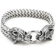 thumbnail image 1 of Pulsera con cabeza de lobo vikingo para hombre, cadena de rey de acero inoxidable, joyería nórdica, amuleto de motorista, pulseras de lobo de Odín, 1y, 1 of 4