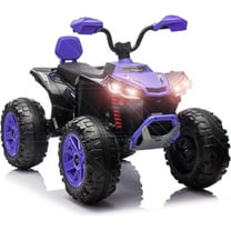 Geetinfly 24V Kids Electric ATV 2 Seater 4-Wheeler, 800W Dual Motor Ride-On with Remote/Bluetooth/MP3/USB, Spring Suspension & Safety Knee Pads, 7Ah Battery - Purple