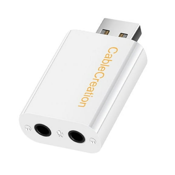 Strhowill White USB to 3.5mm dual plug Audio Adapter,External Stereo Sound Card with Dual TRRS 4-Pole 3.5mm Headphone and Microphone Jack for laptops,headphones and microphones,speakers,PS4