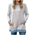 thumbnail image 2 of Uootdi Oversized Long Sleeve Sweatshirt Women Crewneck Color Block Sweatshirts Tunic Pullover Fall Trending Clothes with Gift Pockets, 2 of 6