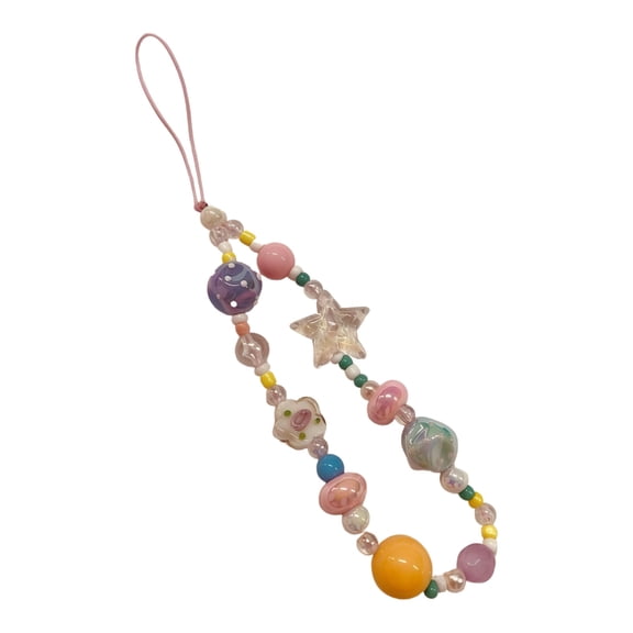 Colorful Beaded Phone Lanyard, 17cm Anti-Drop Strap for Smartphones & Cameras, Fashion Accessory