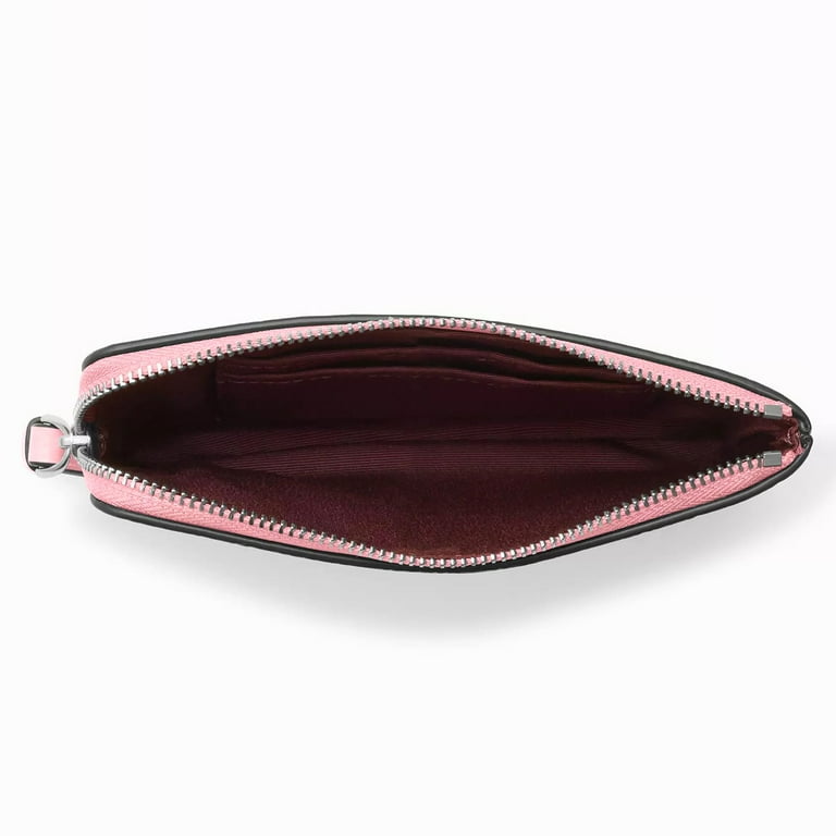 Coach Women's Small Pebbled Leather Zip Wristlet, Flower Pink