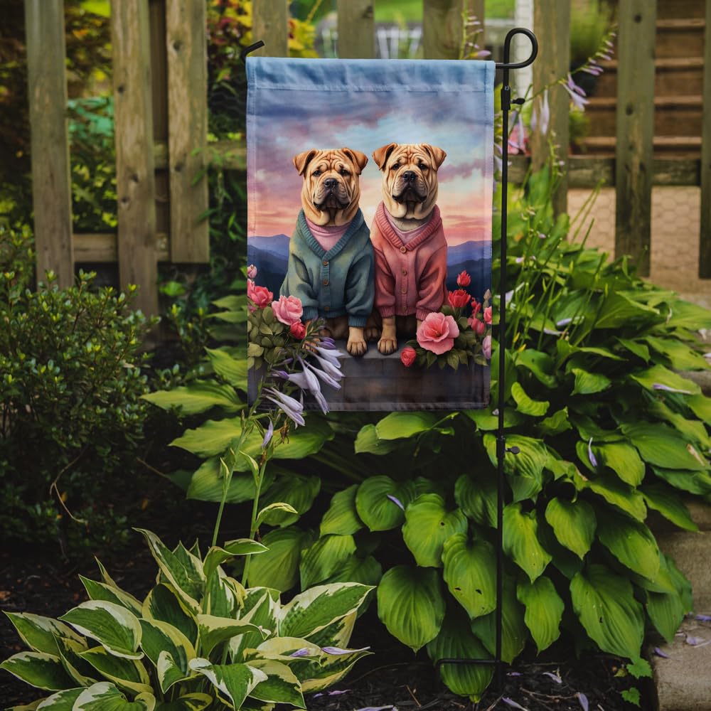 Shar Pei Two Hearts Garden Flag 11.25 in x 15.5 in