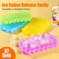 thumbnail image 4 of Bandejas de cubitos de hielo de panal de abeja de 37 cavidades, molde de cubitos de hielo de silicona reutilizable, máquina de hielo sin BPA con tapas extraíbles, 13 cavidades creativas, 4 of 4