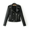 thumbnail image 2 of Cropped Jacket Women Ladies Lapel Motor Jacket Coat Zip Biker Short Punk Cropped Tops, 2 of 9