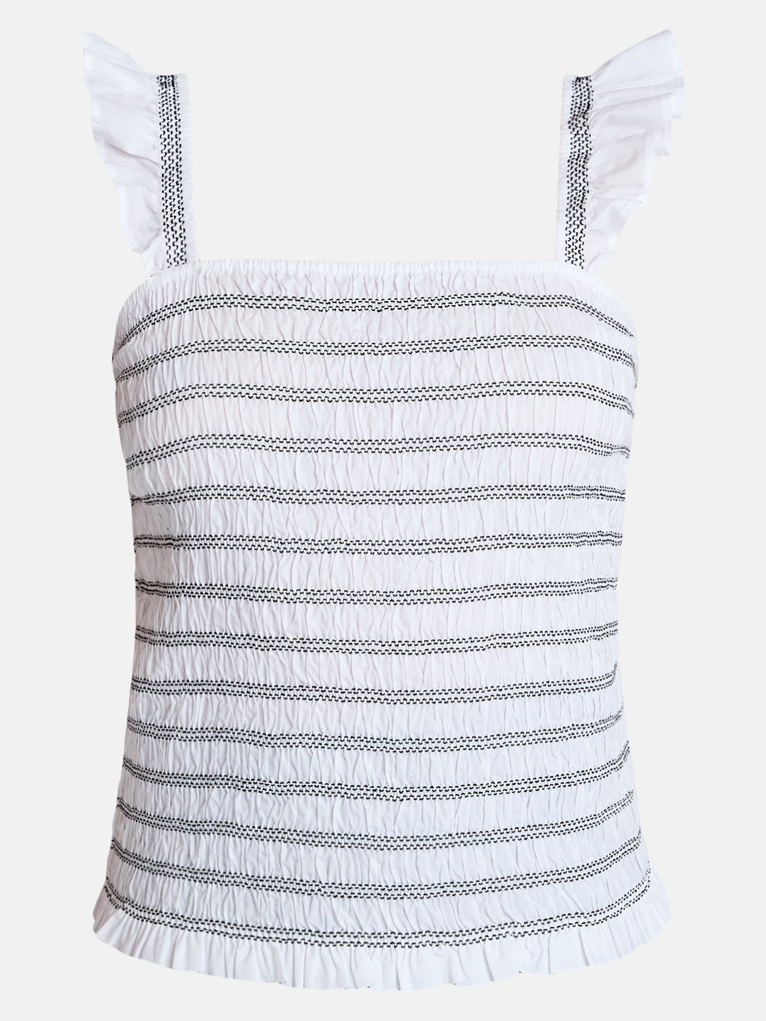 Time and Tru Women's Smocked Cotton Tank Top with Ruffle Straps, Sizes XS-XXXL