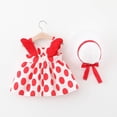 thumbnail image 2 of lcziwo Baby Girls Clothes Newborn Infant Dress 2 Piece Set Polka Dot Sundress with Sunhat Red 2 Years, 2 of 6