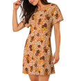 thumbnail image 2 of Disketp Hippie Ditsy Floral para Camisón Corto de Manga Corta para Mujeres, Camisón Cómodo con Escote Redondo, Bonito y Confortable, 2 of 6