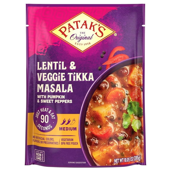 Patak's Lentil & Veggie Tikka Masala (Ready-to-Eat) 10 oz pouch Pack of 2