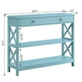 thumbnail image 4 of Convenience Concepts Oxford 1 Drawer Console Table with Shelves, Sea Foam Blue, 4 of 10