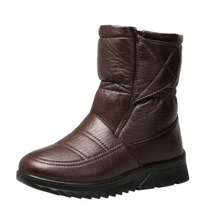 

Larisalt Winter Boots For Women Women s Fashion Wedge Ankle Boots Side Zipper Lace-up Combat Booties Round Toe Platform Shoes Brown