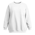 thumbnail image 6 of Women's Plus Size Crewneck Sweatshirt Oversized Long Sleeve Pullover with Chest Pocket Casual Fleece Top for Fall Winter Daily Wear, 6 of 9
