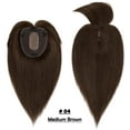thumbnail image 2 of Benehair Real Hair Clip In Extensions Clip In Hairpiece Silk Base Topper With Bang Toupee Wiglet Top 100% Remy Human Hair Piece Crown 13cm*15cm Brown 6"-22", 2 of 11