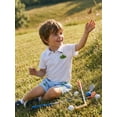 thumbnail image 4 of BemeyourBBs Toddler Baby Boys Golf Outfit Infant Boys Summer Clothes Golf Embroidery Lapel Shirt Tops with Striped Shorts 2Pcs Set, 4 of 8