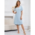 thumbnail image 3 of PinkBeautiM Nightgowns for Women V Neck Pajamas Dress Short Sleeve Soft Sleepwear, 3 of 7