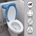 thumbnail image 3 of HELLHERO Elastic Edge Elastic Fabric Toilet Seat Protector, Reusable Washable Toilet Cover Set for Bathroom Accessories, Blue Symmetrical Floral, 3 of 8