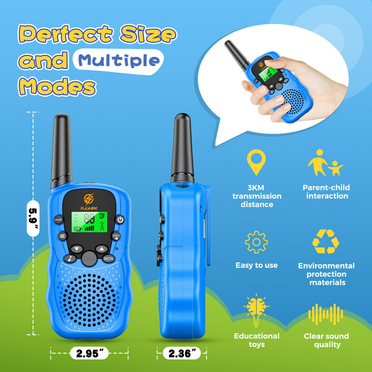 músculo Ciro científico Kids Walkie Talkies, 2 Way Radio, 3 KM Long Range, Clear Sound 22 Channels  Toy for Boys Girls 3-12 Years Old Best Gift - Walmart.com