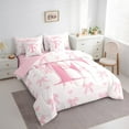 thumbnail image 2 of Initial Letter F Bed Set in a Bag 7 Pcs,Princess Style Pink Bowknot Girly Romantic Bedding Set,Dreamy Bow Love Hearts Pink Comforter with Fitted,Flat Sheet,Pillowcase,Pillow Covers,Full, 2 of 5