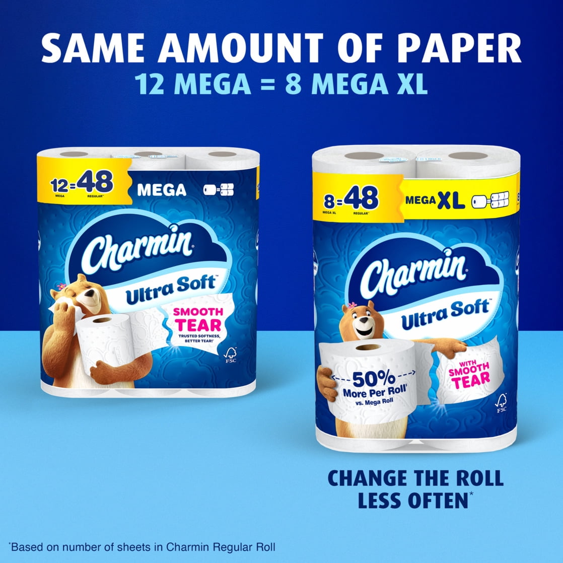 Charmin Ultra Soft Toilet Paper, 12 Mega Rolls, 2-Ply Bath Tissue